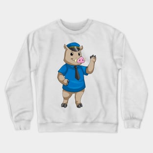 Boar as Police officer with Police hat Crewneck Sweatshirt